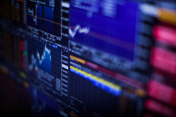 Obraz na płótnie Canvas Real live stock exchange trading stocks display panel. High quality photo