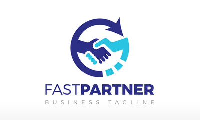 FAST PARTNER BUSINESS DEAL LOGO DESIGN VECTOR ICON ILLUSTRATIONS.