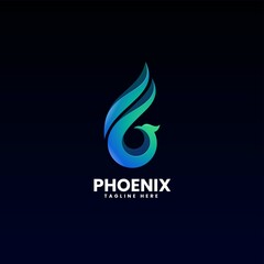 Vector Logo Illustration Phoenix Gradient Colorful Style.