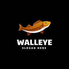 Vector Logo Illustration Walleye Gradient Colorful Style.