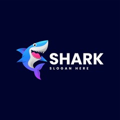Vector Logo Illustration Shark Gradient Colorful Style.