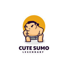 Vector Logo Illustration Sumo Mascot Cartoon Style.