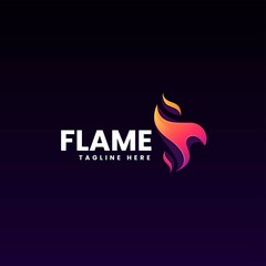 Vector Logo Illustration Flame Gradient Colorful Style.