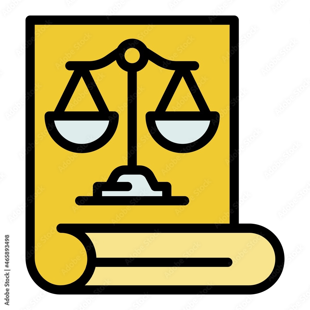 Poster prosecutor document icon. outline prosecutor document vector icon color flat isolated