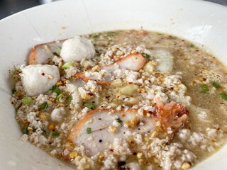 close up tom yum noodle
