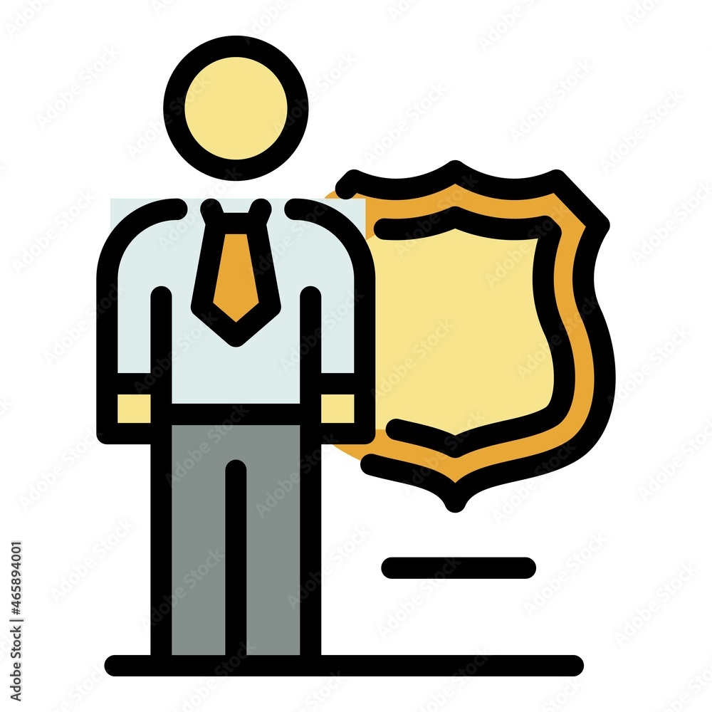 Poster judge guard icon. outline judge guard vector icon color flat isolated