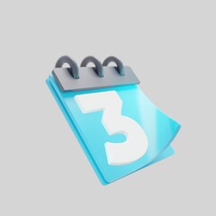 3d visualization, blue calendar icon with event date, infographics