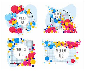 abstract, advertisement, background, ball, balloon, balloon garland, balloons, balloons arch, banner, birthday, blue, bright, bubbles, cartoon, celebration, children, circle, colorful, decoration, dis