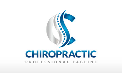 Letter C Chiropractic Health Logo Design Vector Icon Illustrations.