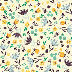 Retro floral seamless pattern background vector illustration