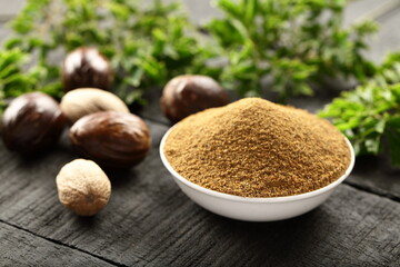 Homemade fresh Indian nutmeg powder.