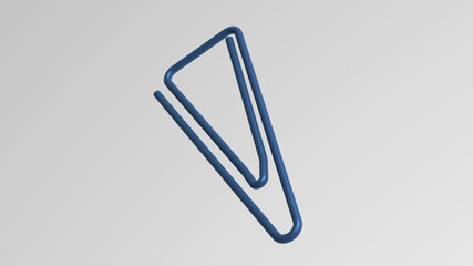 Obraz premium 3D image of metallic blue paper clip on soft background