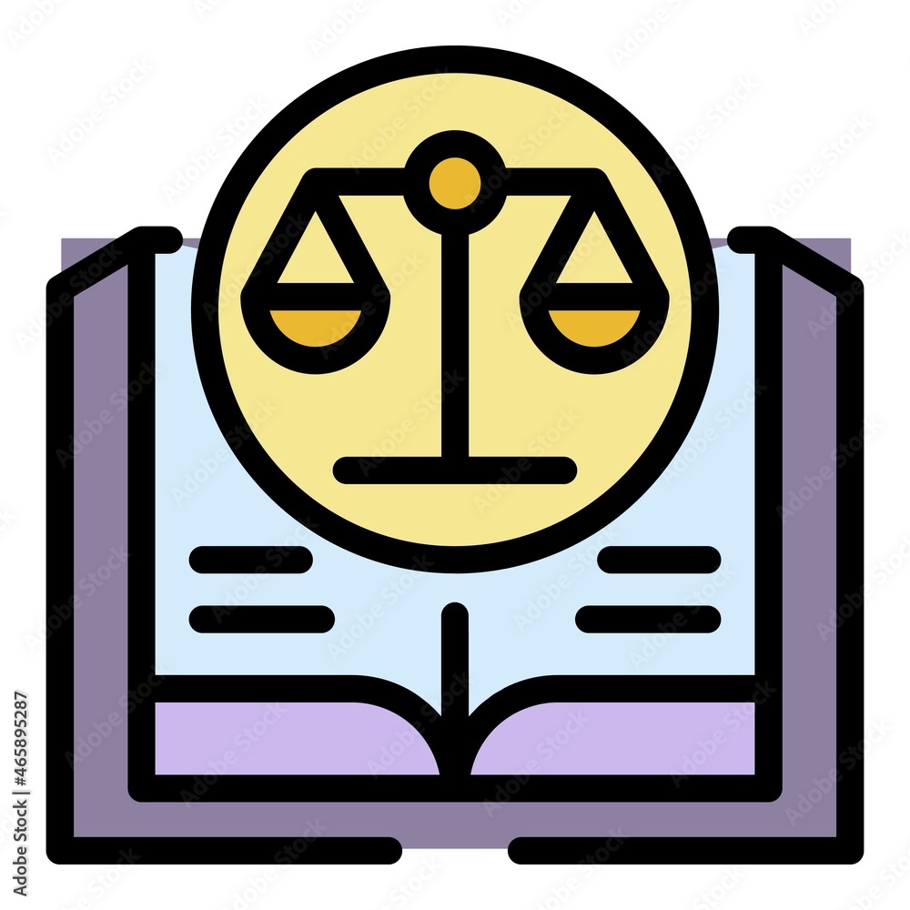 Poster judge book icon. outline judge book vector icon color flat isolated