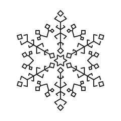 Snowflake icon on white background. Christmas and winter or new year symmetrical design