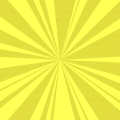 Yellow comic background with halftone effect and sunburst