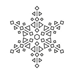 Snowflake icon on white background. Christmas and winter or new year symmetrical design