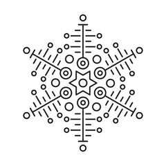 Black line vector snowflakes icon. Vector christmas and winter or new year symmetrical design