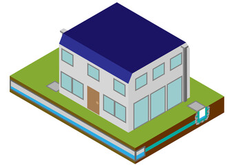 アイソメトリックな雨水浸透桝のイメージ