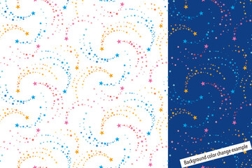 Seamless pattern swatch,  CS, shooting stars(colorful). - obrazy, fototapety, plakaty