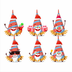 Santa Claus emoticons with confetti trumpet cartoon character