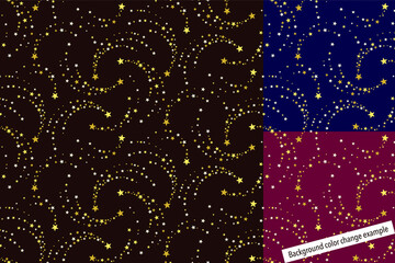 Seamless pattern swatch,  CS, shooting stars.