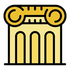 Notary column building icon. Outline notary column building vector icon color flat isolated