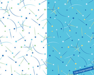 Seamless pattern swatch,  CS, shooting stars(Blue).