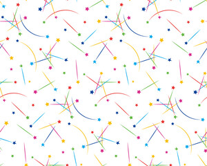 Seamless pattern swatch,  CS, shooting stars(colorful).