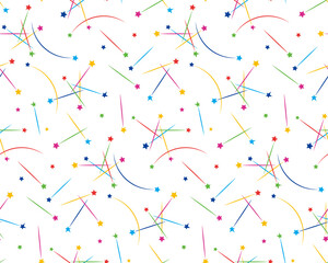 Seamless pattern swatch,  CS, shooting stars(colorful).