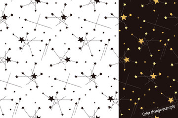 Seamless pattern swatch,  CS, shooting stars.