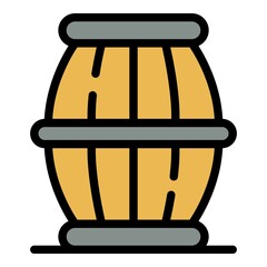 Wooden barrel icon. Outline wooden barrel vector icon color flat isolated