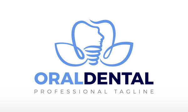 Floral Magnolia Oral Dental Logo Design Vector Icon Illustrations.