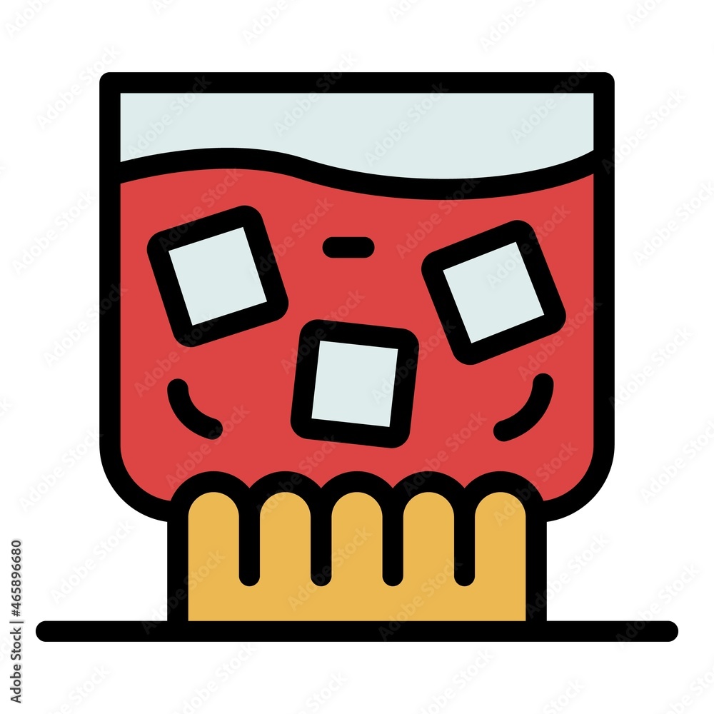 Poster whiskey with ice in a glass icon. outline whiskey with ice in a glass vector icon color flat isolate