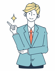 スーツを着た男性がウインクしているイラスト