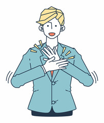 スーツを着た男性が拍手をしているイラスト