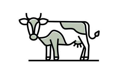 Cow linear icon. logo design template. Farm animal vector illustration on white background, isolated