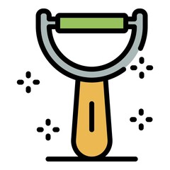 Peeling knife icon. Outline peeling knife vector icon color flat isolated
