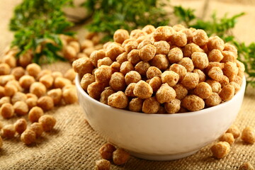 Delicious organic soya  chunks , Indian vegan cooking ingredients, 