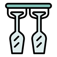 Hanger for a glass icon. Outline hanger for a glass vector icon thin line color flat isolated