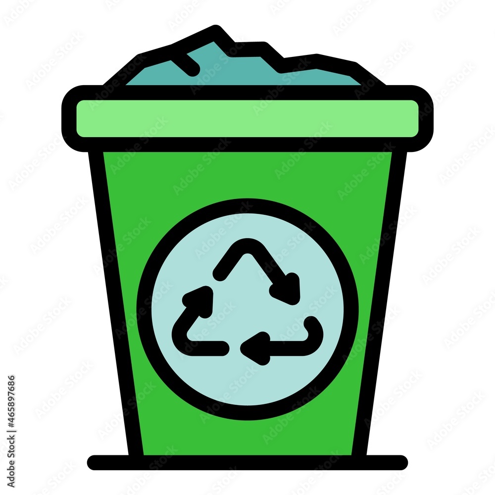 Poster trash container icon. outline trash container vector icon color flat isolated
