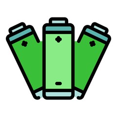Spent batteries icon. Outline spent batteries vector icon color flat isolated