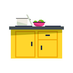 kitchen set interior design vector illustration