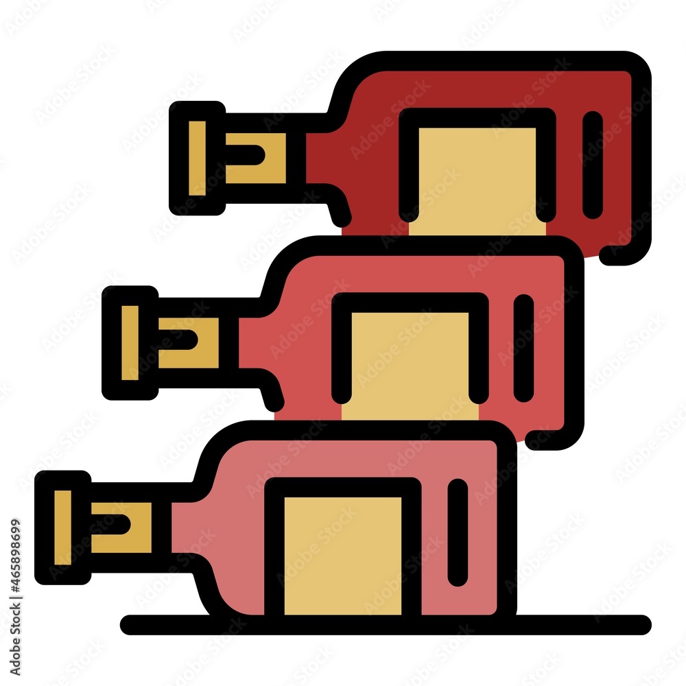 Aufkleber three bottles of wine icon. outline three bottles of wine vector icon color flat isolated