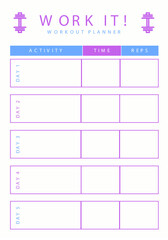 Purple Simple Workout Planner
