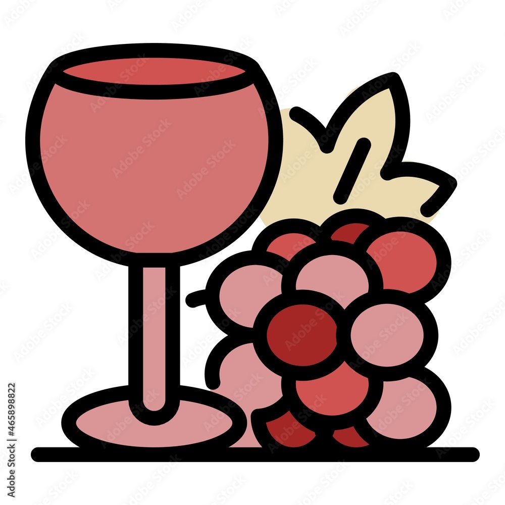 Aufkleber glass and grape icon. outline glass and grape vector icon color flat isolated