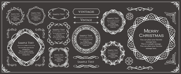 クリスマスをイメージしたフレームデザインのセット。アンティーク。ビンテージ。エレガント	
