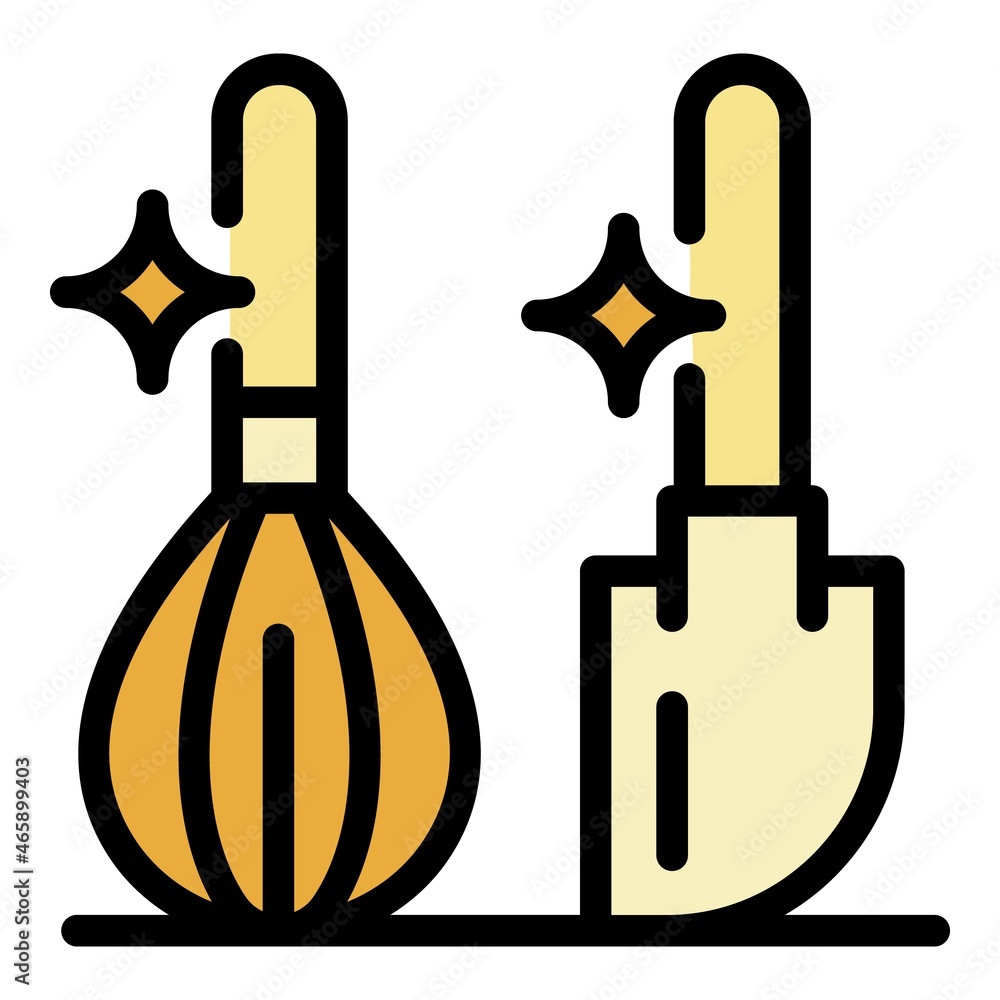 Poster whisk and paddle icon. outline whisk and paddle vector icon color flat isolated