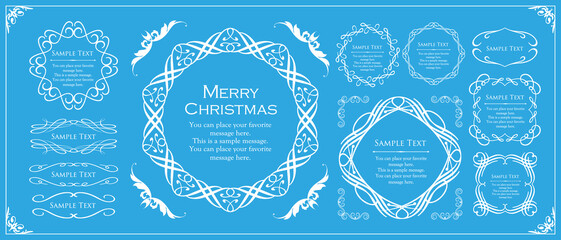 クリスマスをイメージしたフレームデザインのセット。アンティーク。ビンテージ。エレガント	
