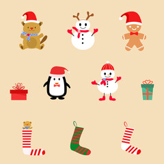 Vector - Christmas element collection for decorative seasonal greeting card. Holiday season.