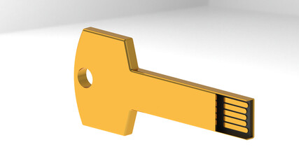 key-shaped flashdisk with gold color